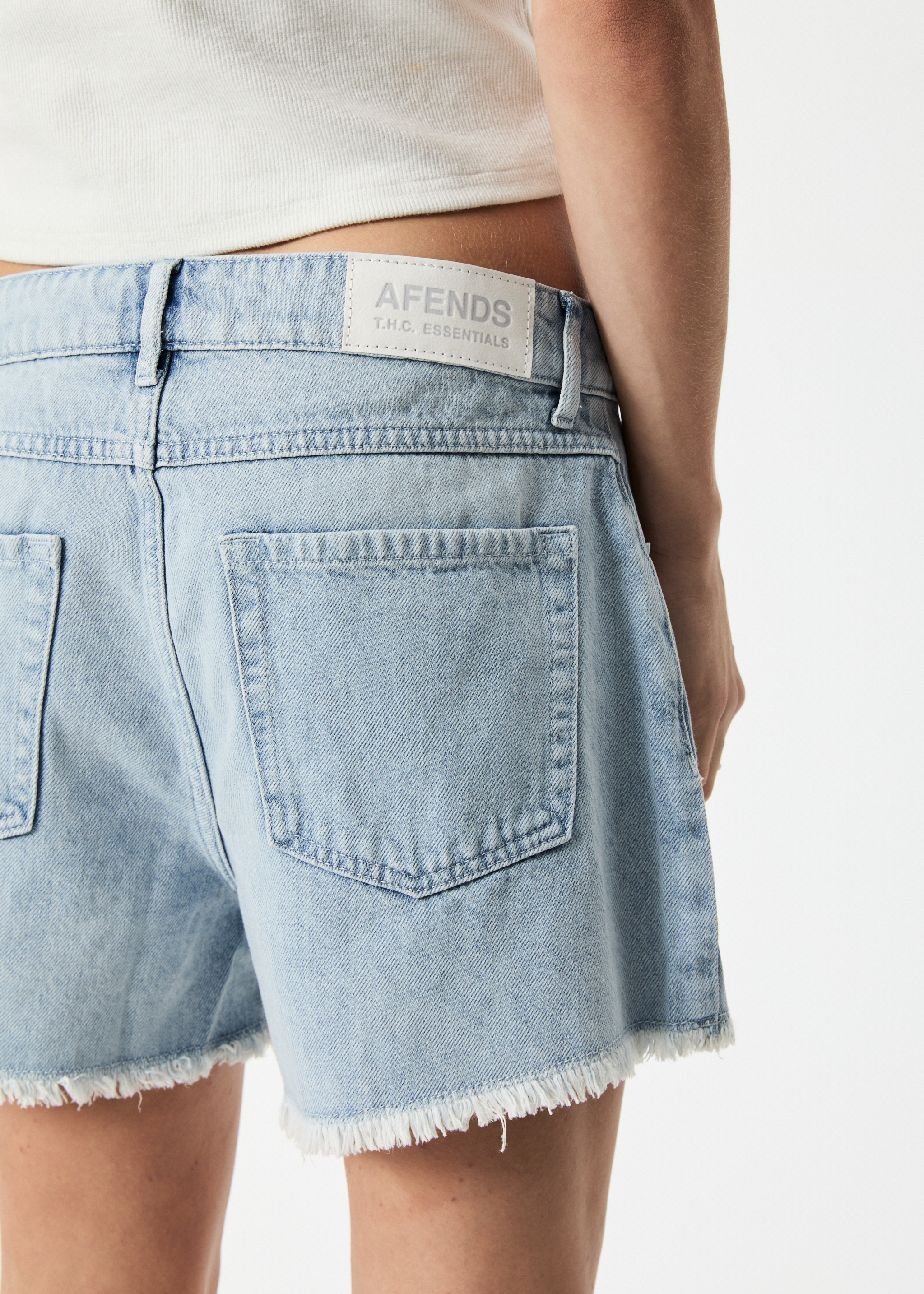 AFENDS Womens Isabella - Denim Low Rise Short - Vintage Blue