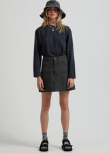 Afends Womens Gracie - Organic Canvas Mini Skirt - Charcoal - Https://player.vimeo.com/external/638855047.hd.mp4?s=89dc4b77f335fe52a834d931a9a91cd276c90ba4&profile_id=175