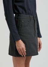 Afends Womens Gracie - Organic Canvas Mini Skirt - Charcoal - Afends womens gracie   organic canvas mini skirt   charcoal 