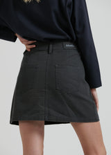 Afends Womens Gracie - Organic Canvas Mini Skirt - Charcoal - Afends womens gracie   organic canvas mini skirt   charcoal 