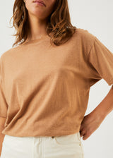 Afends Womens Slay - Hemp Oversized T-Shirt - Chestnut - Afends womens slay   hemp oversized t shirt   chestnut 