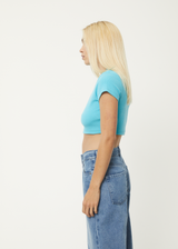 Afends Womens Abbie - Hemp Ribbed Cropped T-Shirt - Vivid Blue - Afends womens abbie   hemp ribbed cropped t shirt   vivid blue 