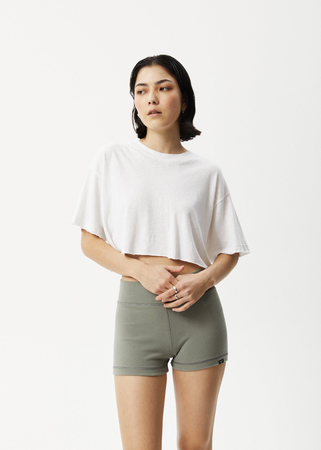 Afends Womens Slay Cropped - Hemp Oversized T-Shirt - White