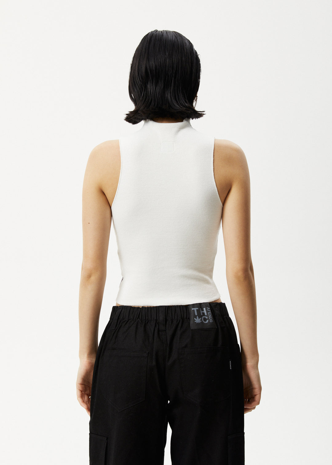 AFENDS Iconic - Ribbed High Neck Tank - Off White 