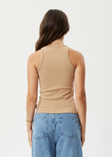Afends Womens Pearly - Hemp Ribbed Singlet - Tan - Afends womens pearly   hemp ribbed singlet   tan 