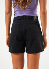 Afends Womens Seventy Three's - Organic Denim High Waisted Shorts - Washed Black - Afends womens seventy three's   organic denim high waisted shorts   washed black 