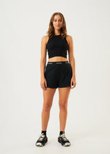 Afends Womens Homebase - Hemp Sweat Shorts - Black - Afends womens homebase   hemp sweat shorts   black 
