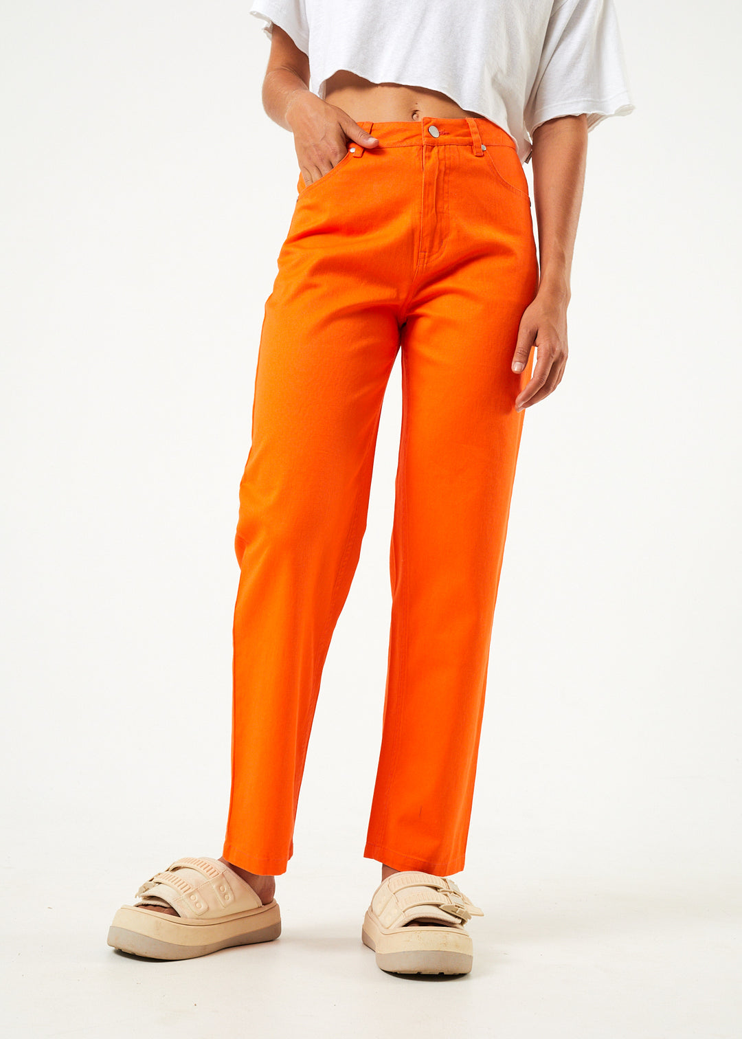 AFENDS Womens Shelby - Wide Leg Pants - Orange 