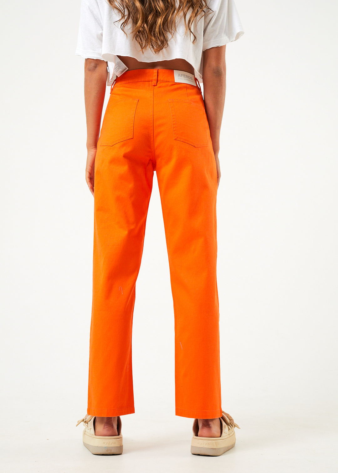 AFENDS Womens Shelby - Wide Leg Pants - Orange 