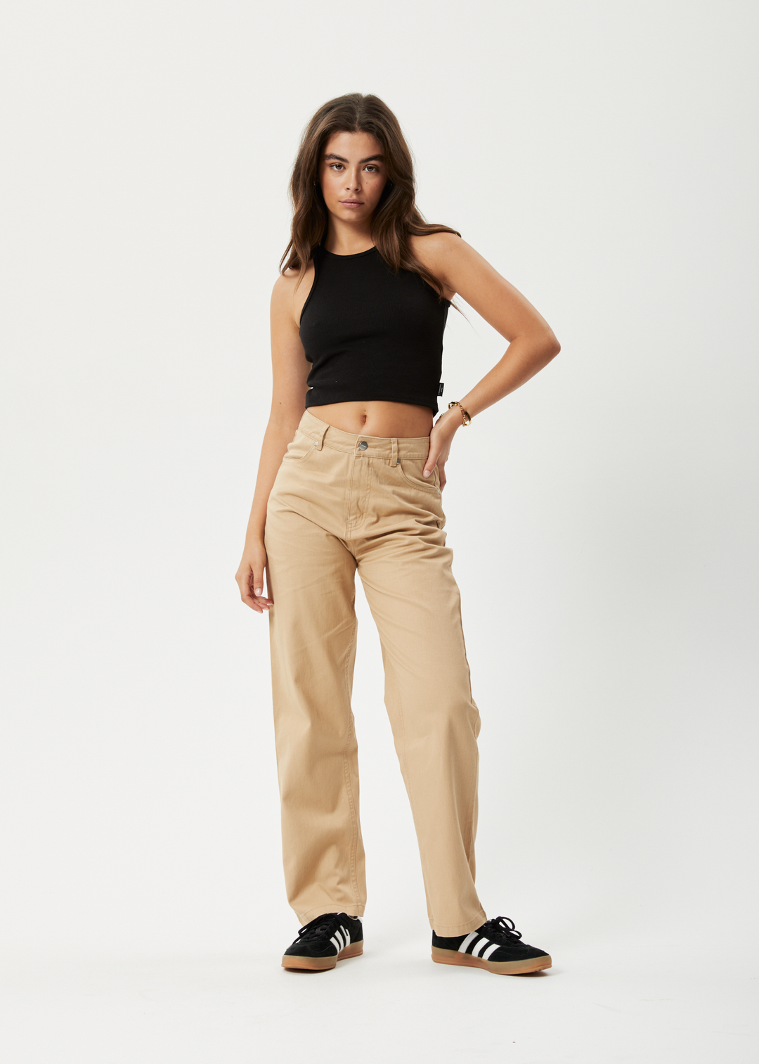 AFENDS Womens Shelby - Wide Leg Pants - Tan 