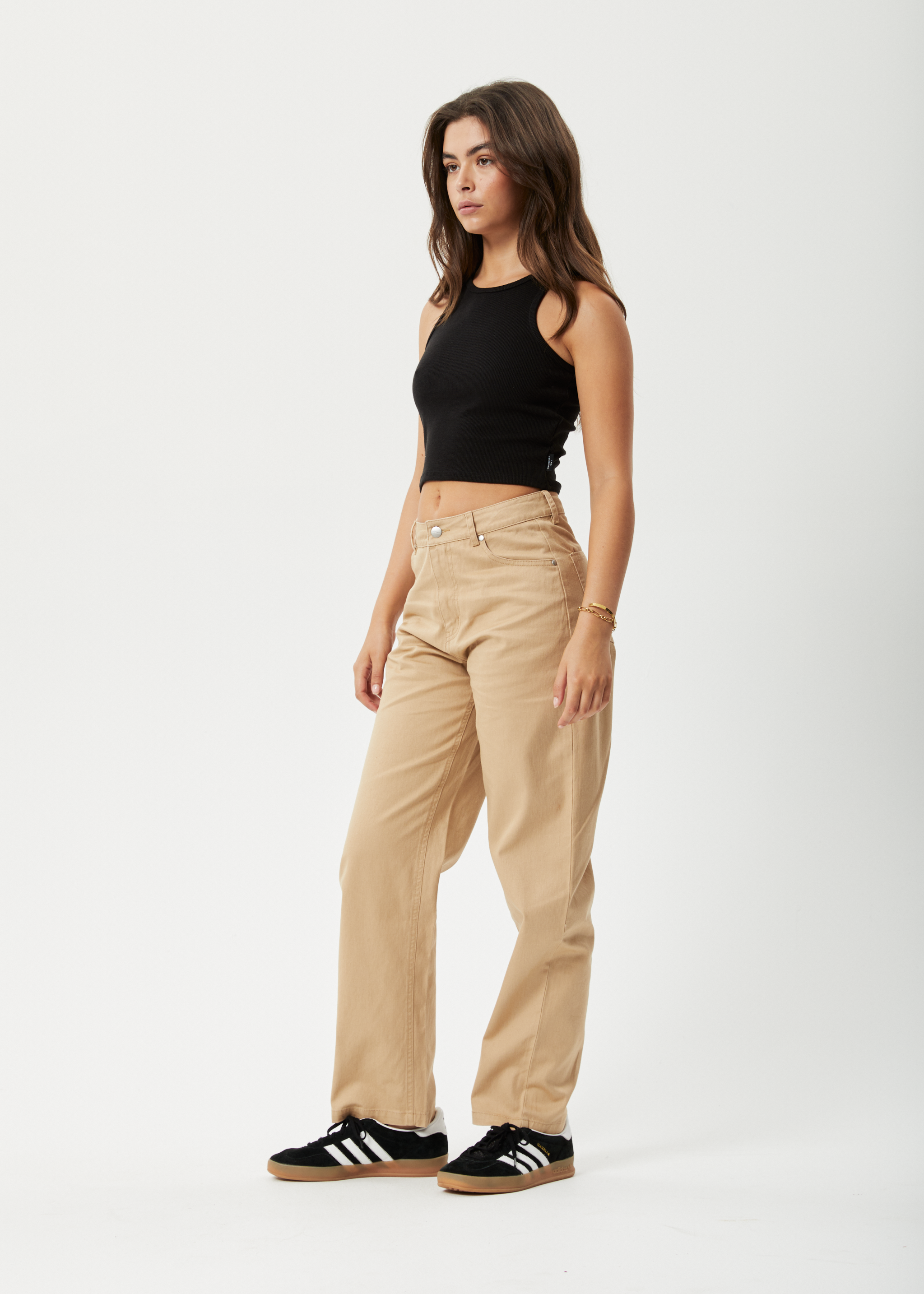 Afends Womens Shelby - Hemp Wide Leg Pants - Tan - Afends AU.