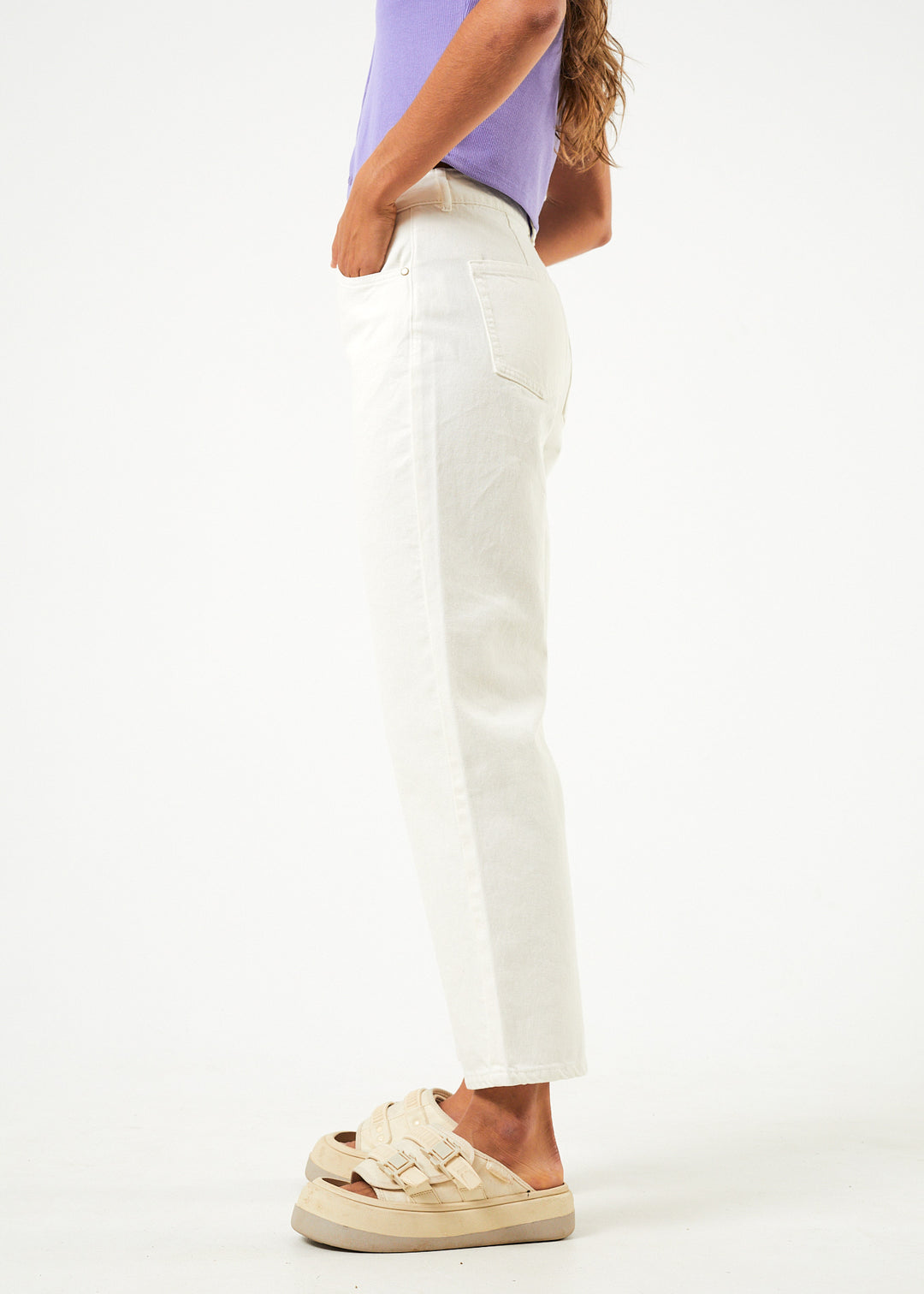 AFENDS Womens Shelby - Denim Wide Leg Jeans - Off White 