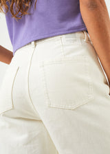 Afends Womens Shelby - Organic Denim Wide Leg Jeans - Off White - Afends womens shelby   organic denim wide leg jeans   off white 