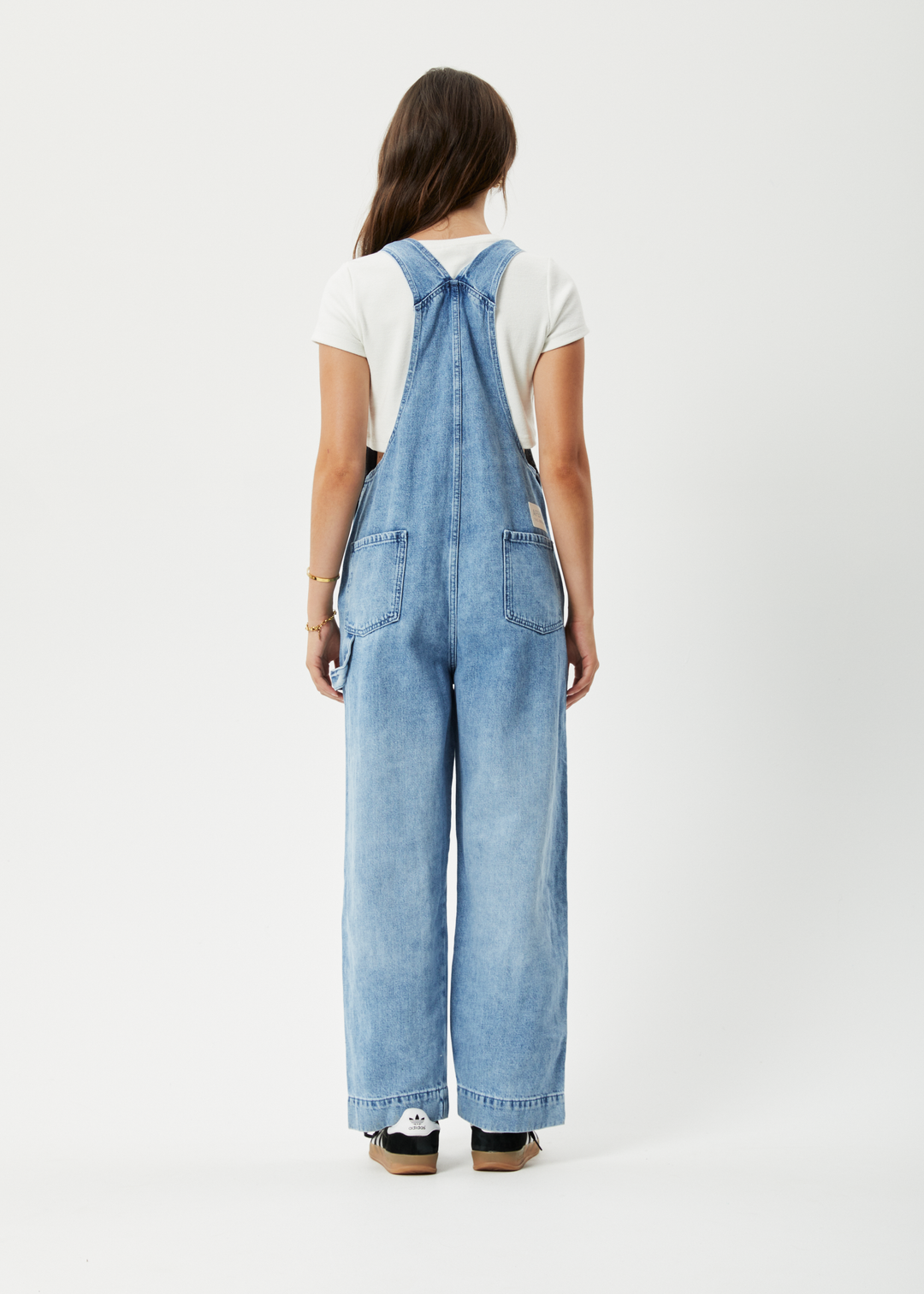 AFENDS Womens Louis - Denim Baggy Overalls - Worn Blue 