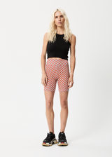 Afends Womens Operator - Recycled Ribbed Bike Shorts - Coral - Afends womens operator   recycled ribbed bike shorts   coral w221301 crl xs