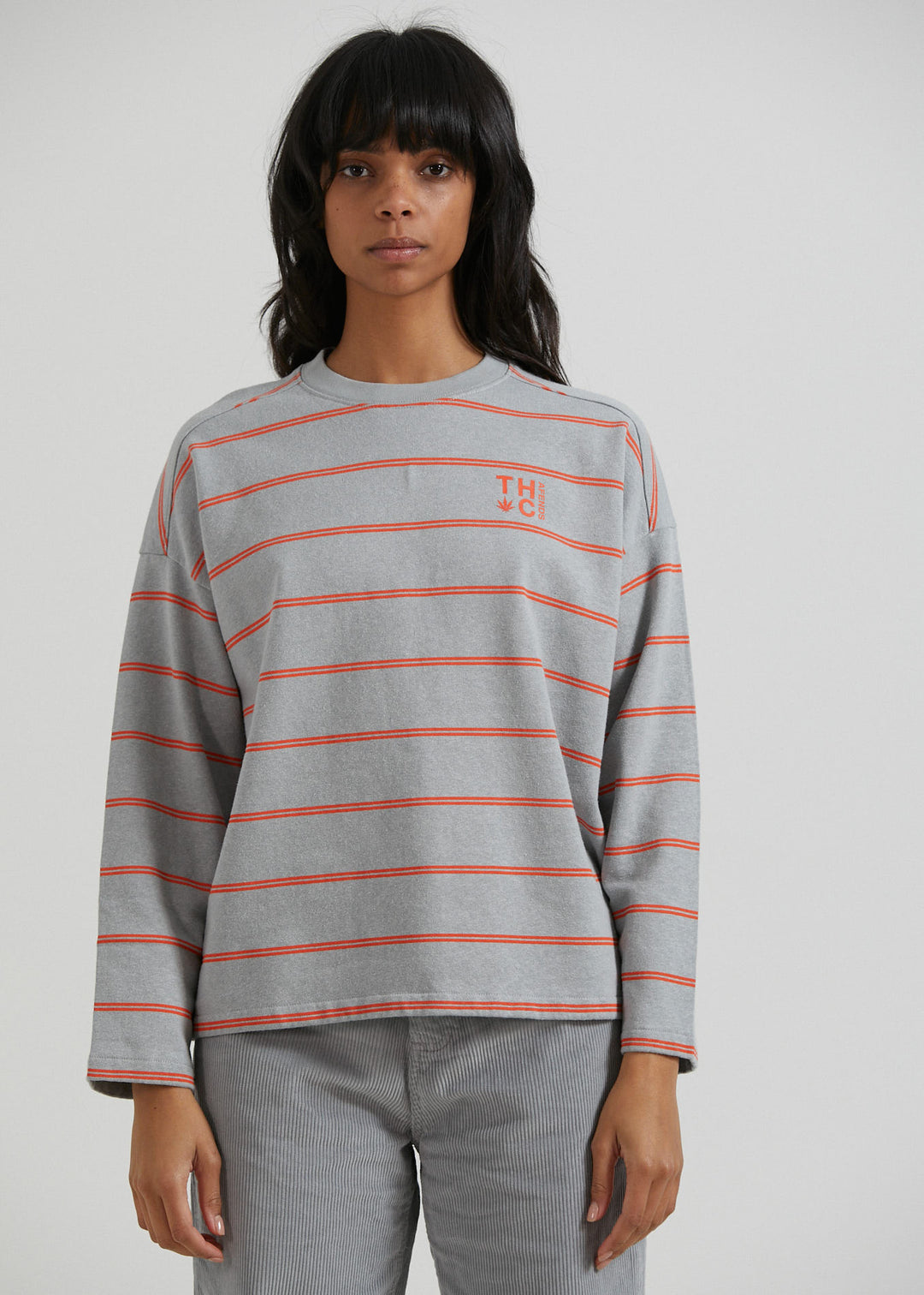 AFENDS Womens Interlude - Striped Crew Neck Jumper - Grey W221501-GRY-XS