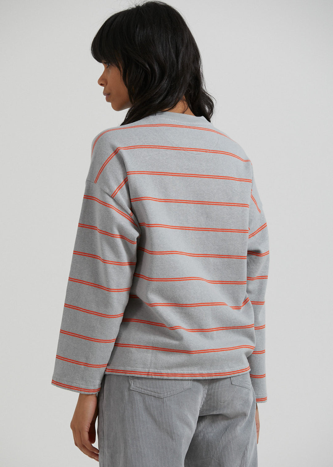 AFENDS Womens Interlude - Striped Crew Neck Jumper - Grey 