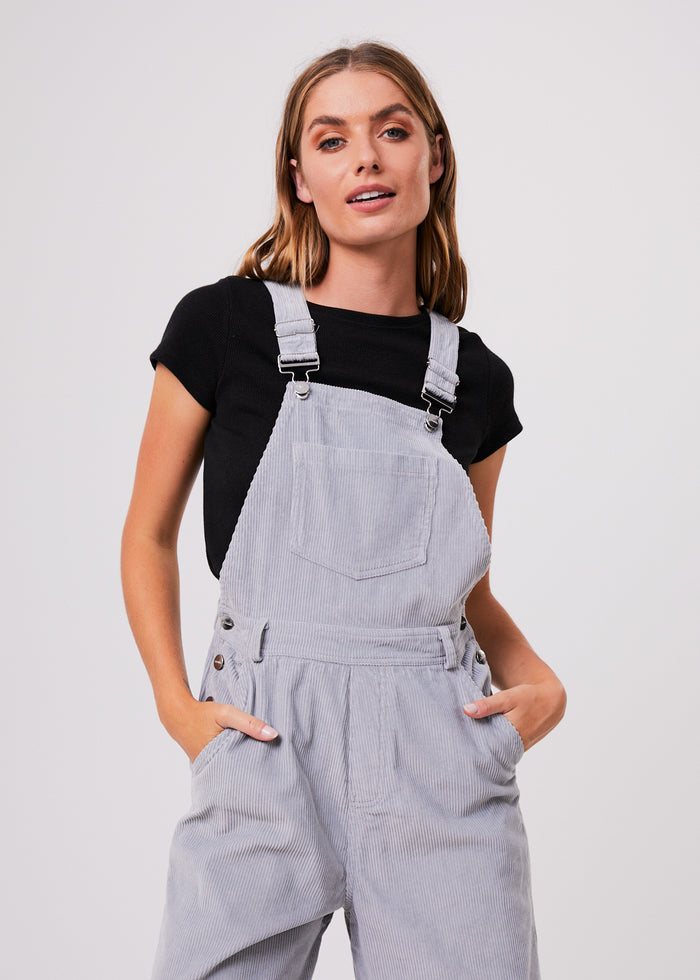 Afends Womens Lucie Attention - Organic Corduroy Overalls - Grey 