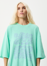 Afends Womens Ava - Hemp Oversized Graphic T-Shirt - Mint - Afends womens ava   hemp oversized graphic t shirt   mint 