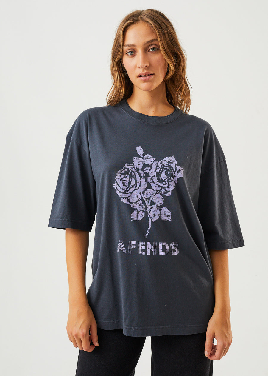 Solvie - Women's Recycled Oversized Graphic T-Shirt - Charcoal - Afends AU.