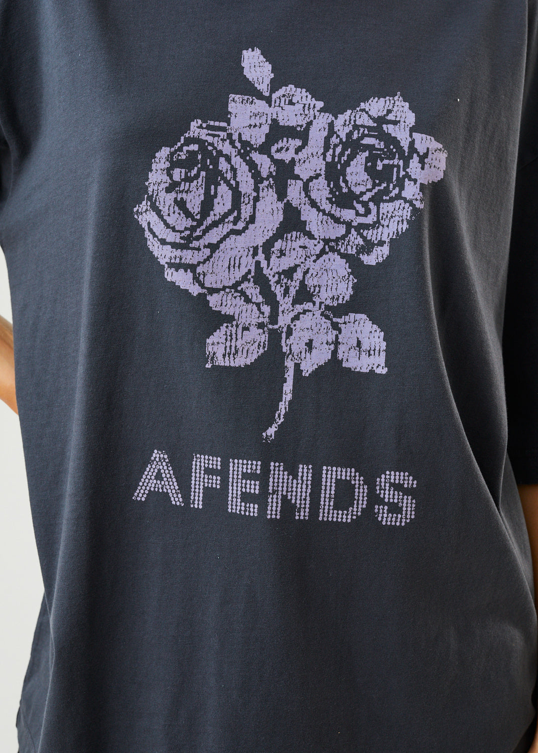 AFENDS Womens Solvie - Oversized Graphic T-Shirt - Charcoal 