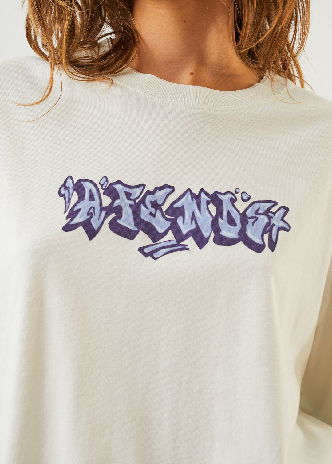 AFENDS Womens Tracks - Oversized T-Shirt - Off White 