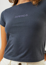 Afends Womens Dua - Recycled Baby T-Shirt - Charcoal - Afends womens dua   recycled baby t shirt   charcoal 