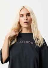 Afends Womens Glits - Recycled Oversized T-Shirt - Charcoal - Afends womens glits   recycled oversized t shirt   charcoal 