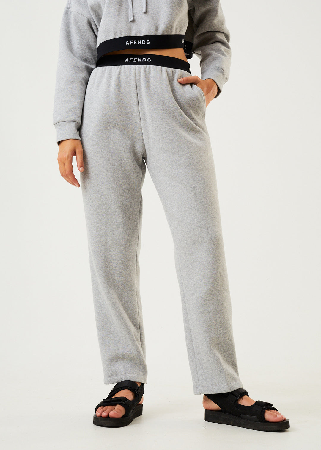 AFENDS Womens Homebase - Sweat Pants - Shadow Grey Marle 