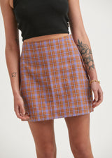 Afends Womens Colby - Hemp Check Mini Skirt - Plum - Afends womens colby   hemp check mini skirt   plum 