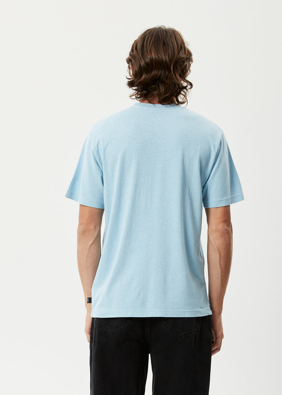 Coasting - Mens Hemp Retro Graphic T-Shirt - Sky Blue - Afends AU.