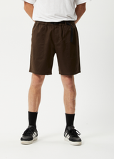 Afends Mens Cabal - Hemp Elastic Waist Shorts - Coffee - Afends mens cabal   hemp elastic waist shorts   coffee 