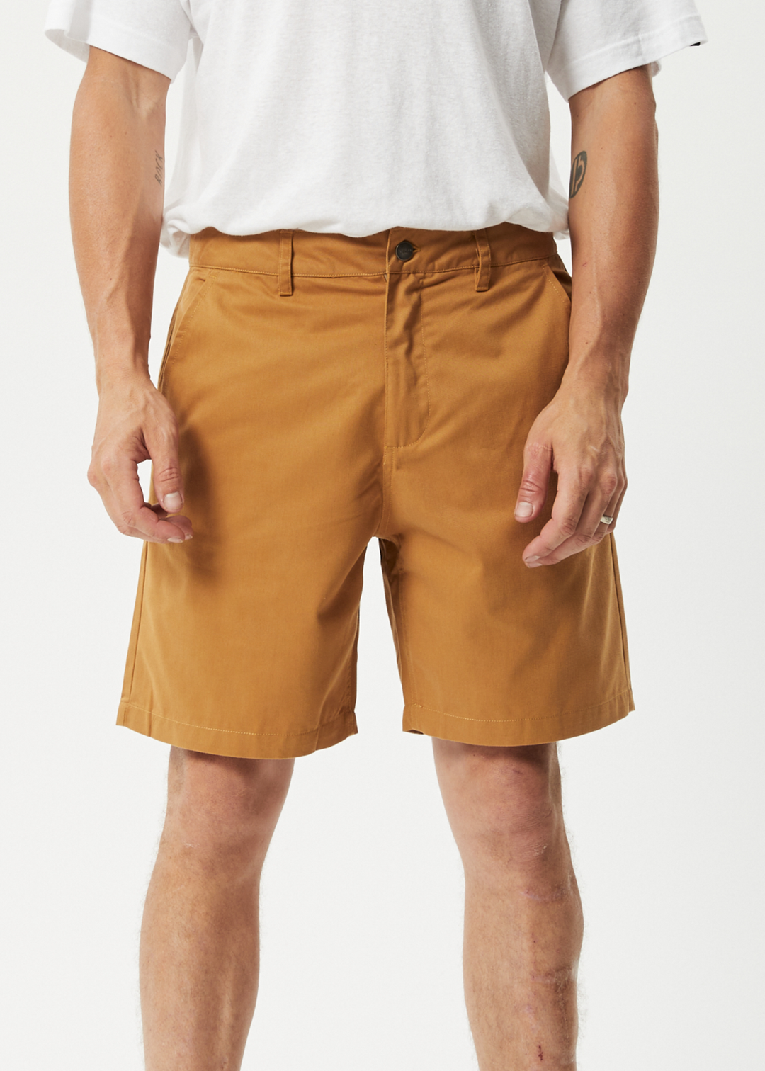 AFENDS Mens Ninety Twos - Chino Shorts - Chestnut 