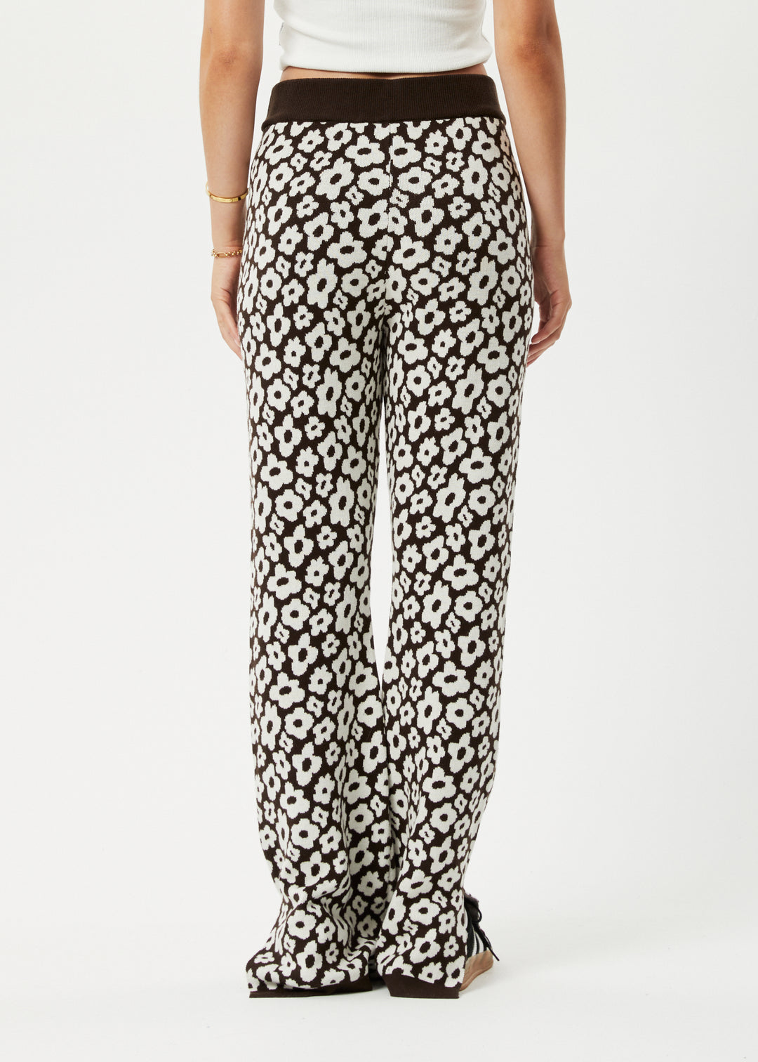 AFENDS Womens Alohaz - Knit Floral Pants - Coffee 