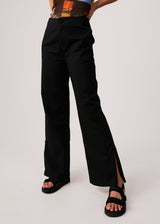 Afends Womens Cola - Recycled High Waisted Pants - Black - Afends womens cola   recycled high waisted pants   black 
