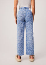 AFENDS Womens Shelby Long - Denim Floral Wide Leg Jeans - Floral Blue - Afends womens shelby long   denim floral wide leg jeans   floral blue 