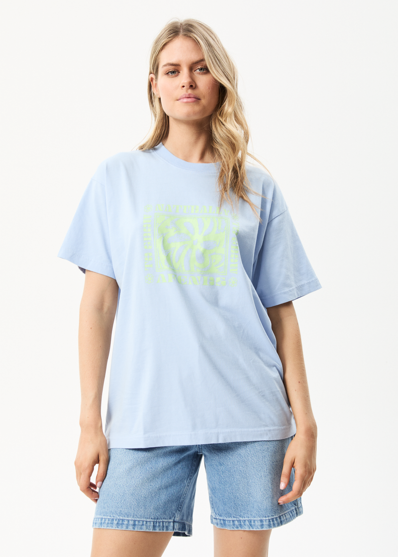 Afends Womens To Grow - Recycled Oversized Graphic T-Shirt - Powder Blue