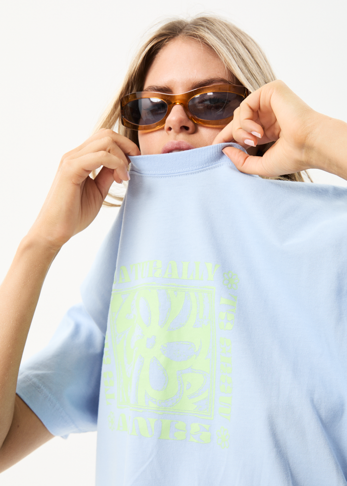 Afends Womens To Grow - Recycled Oversized Graphic T-Shirt - Powder Blue 