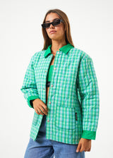 Afends Womens Tully - Hemp Check Puffer Jacket - Forest Check - Afends womens tully   hemp check puffer jacket   forest check 