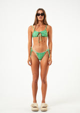 Afends Womens Tully - Recycled Tie Bikini Bottoms - Forest Check - Afends womens tully   recycled tie bikini bottoms   forest check 
