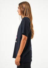 Afends Womens Swan - Hemp Oversized Graphic T-Shirt - Black - Afends womens swan   hemp oversized graphic t shirt   black 