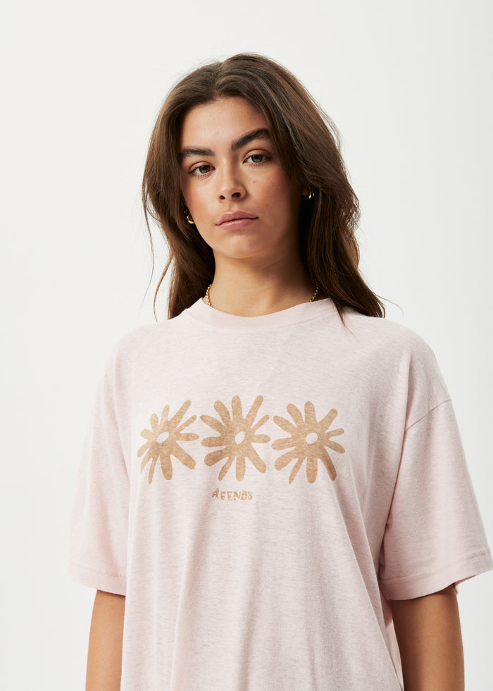 Afends Womens Adi Slay - Hemp Oversized Graphic T-Shirt - Lotus 