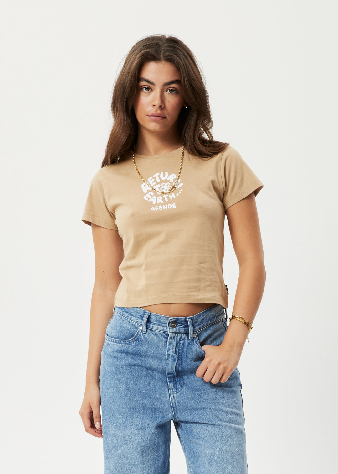 AFENDS Womens Taylor - Baby T-Shirt - Tan 