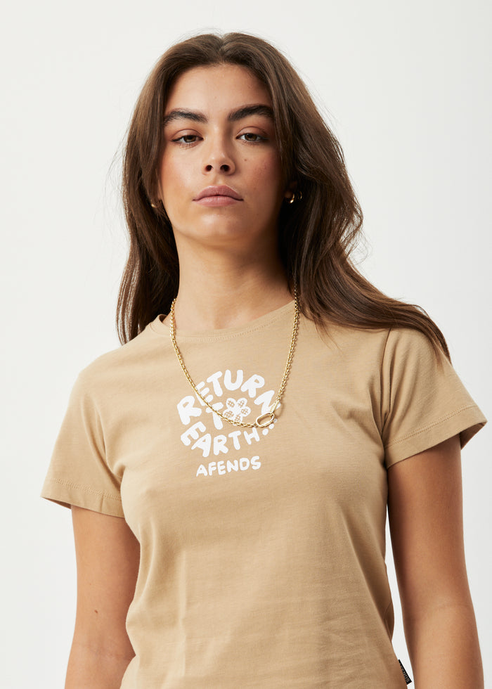 Afends Womens Taylor - Recycled Baby T-Shirt - Tan 