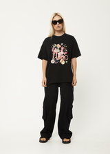 Afends Womens Josie Slay - Recycled Oversized Graphic T-Shirt - Black - Afends womens josie slay   recycled oversized graphic t shirt   black 