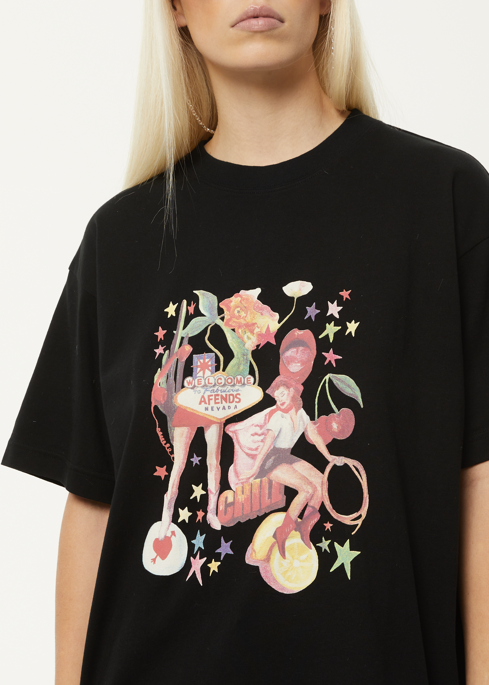 Josie Oversized - Womens T-Shirt Graphic Recycled Black - Slay - Afends Afends