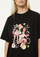 Afends Womens Josie Slay - Recycled Oversized Graphic T-Shirt - Black - Afends womens josie slay   recycled oversized graphic t shirt   black 
