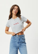 Afends Womens Kala - Recycled Cropped Baby T-Shirt - Shadow Grey Marle - Afends womens kala   recycled cropped baby t shirt   shadow grey marle 
