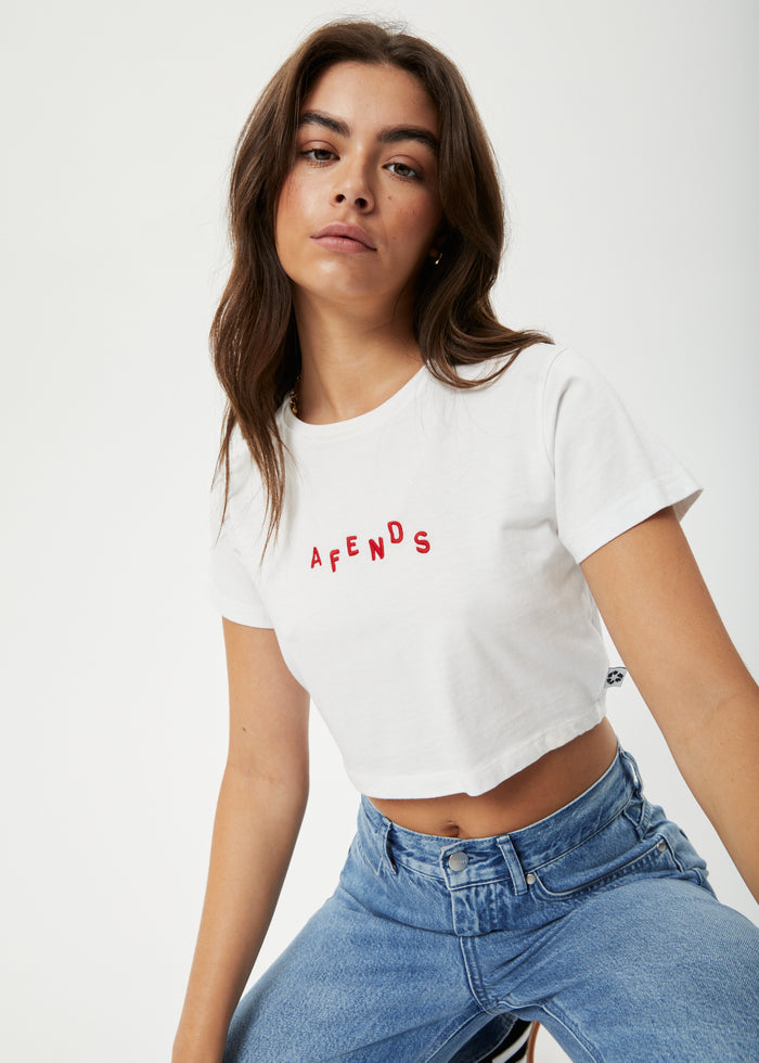Afends Womens Kala - Recycled Cropped Baby T-Shirt - White 