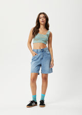 Afends Womens Adi - Recycled Ribbed Sleeveless Top - Blue Stripe - Afends womens adi   recycled ribbed sleeveless top   blue stripe 